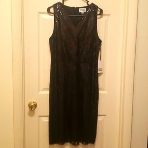 Unique Vintage Black Sequin Dress, Ladies Size L 10/12